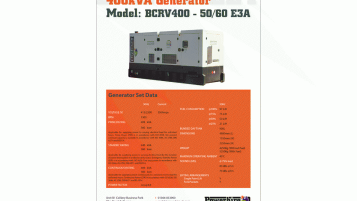 400kVA Generator Hire [Broadcrown]