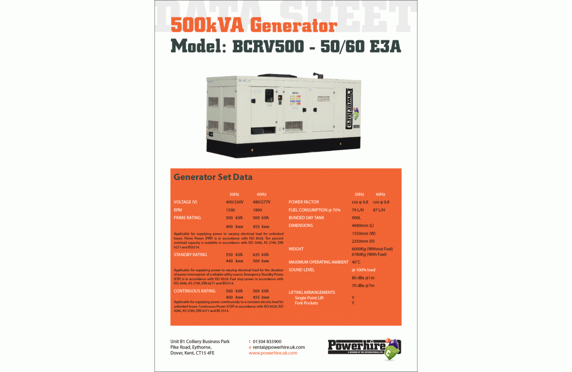 500kVA Generator Hire [Broadcrown]