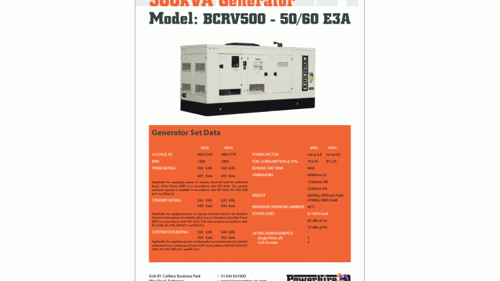 500kVA Generator Hire [Broadcrown]