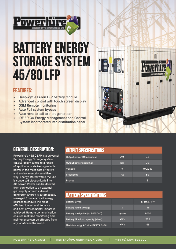 Battery Energy Storage System 45/80 LFP BESS