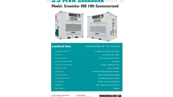 3.3 MVA Loadbank